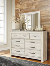 Bellaby King Panel Bed with Mirrored Dresser in Whitewash - PKG000730