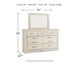 Bellaby King Panel Bed with Mirrored Dresser in Whitewash - PKG000730