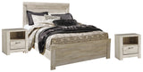 Bellaby Queen Panel Bed with 2 Nightstands in Whitewash - PKG000496