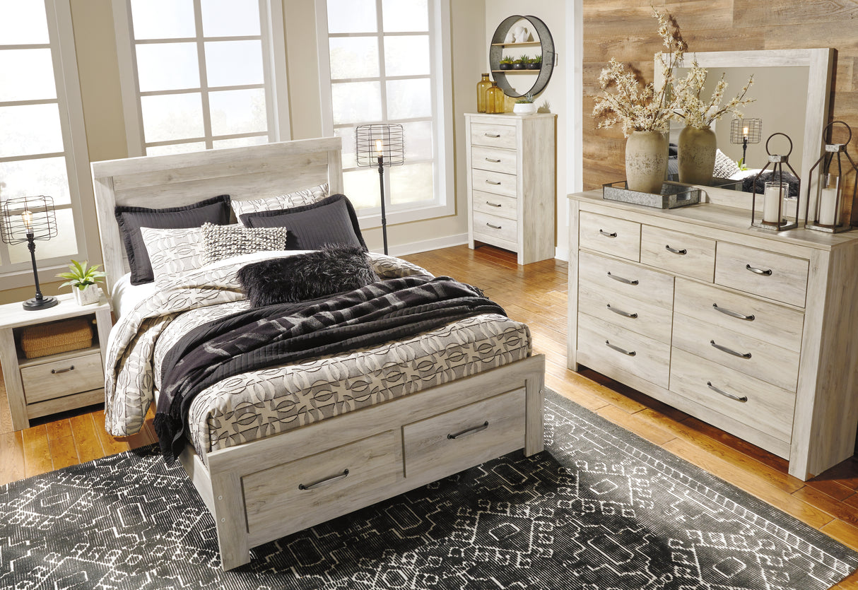 Bellaby Queen Panel Bed with 2 Nightstands in Whitewash - PKG000496