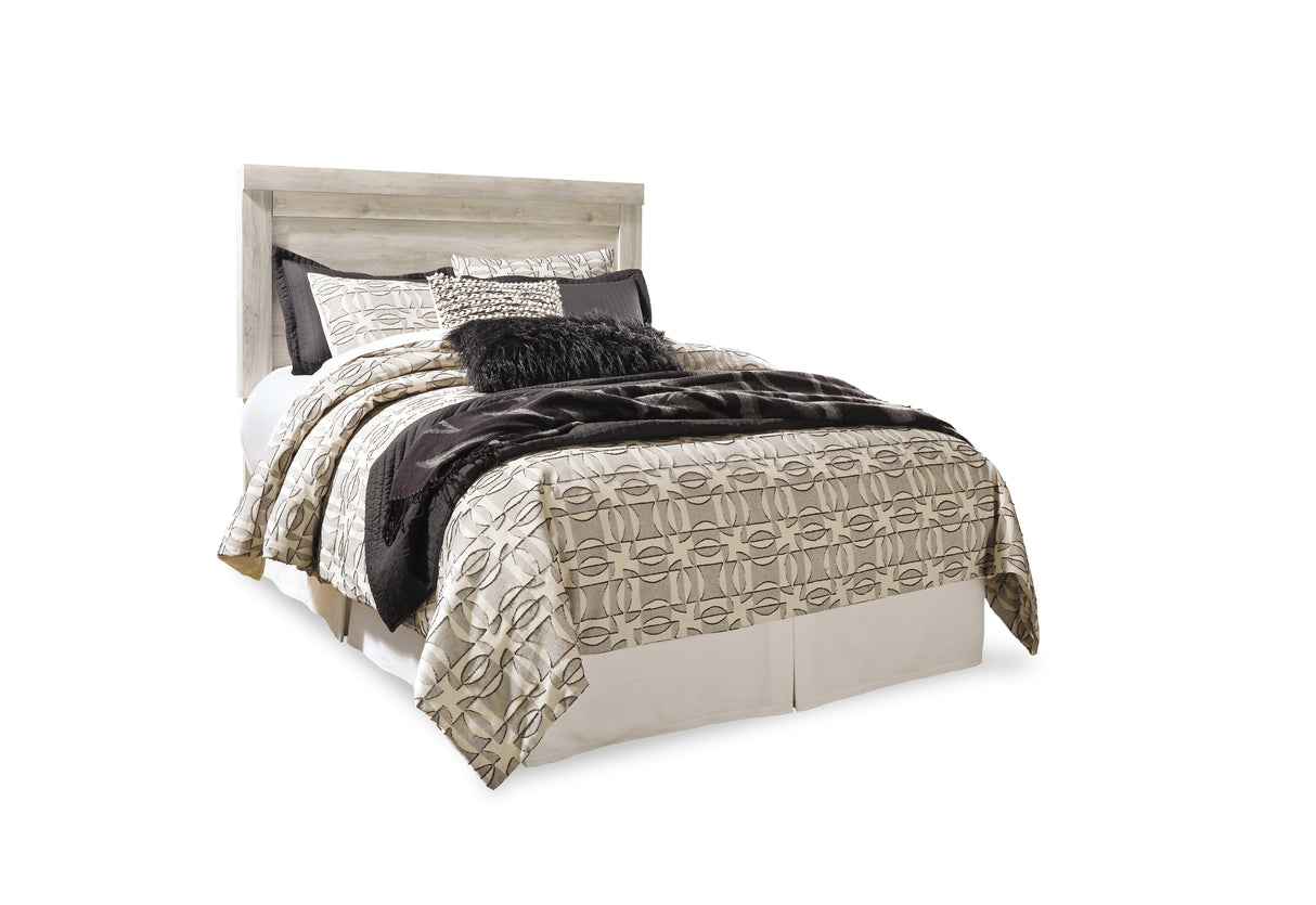 Bellaby Queen Panel Headboard Bed with Mirrored Dresser, Chest and 2 Nightstands in Whitewash - PKG004644