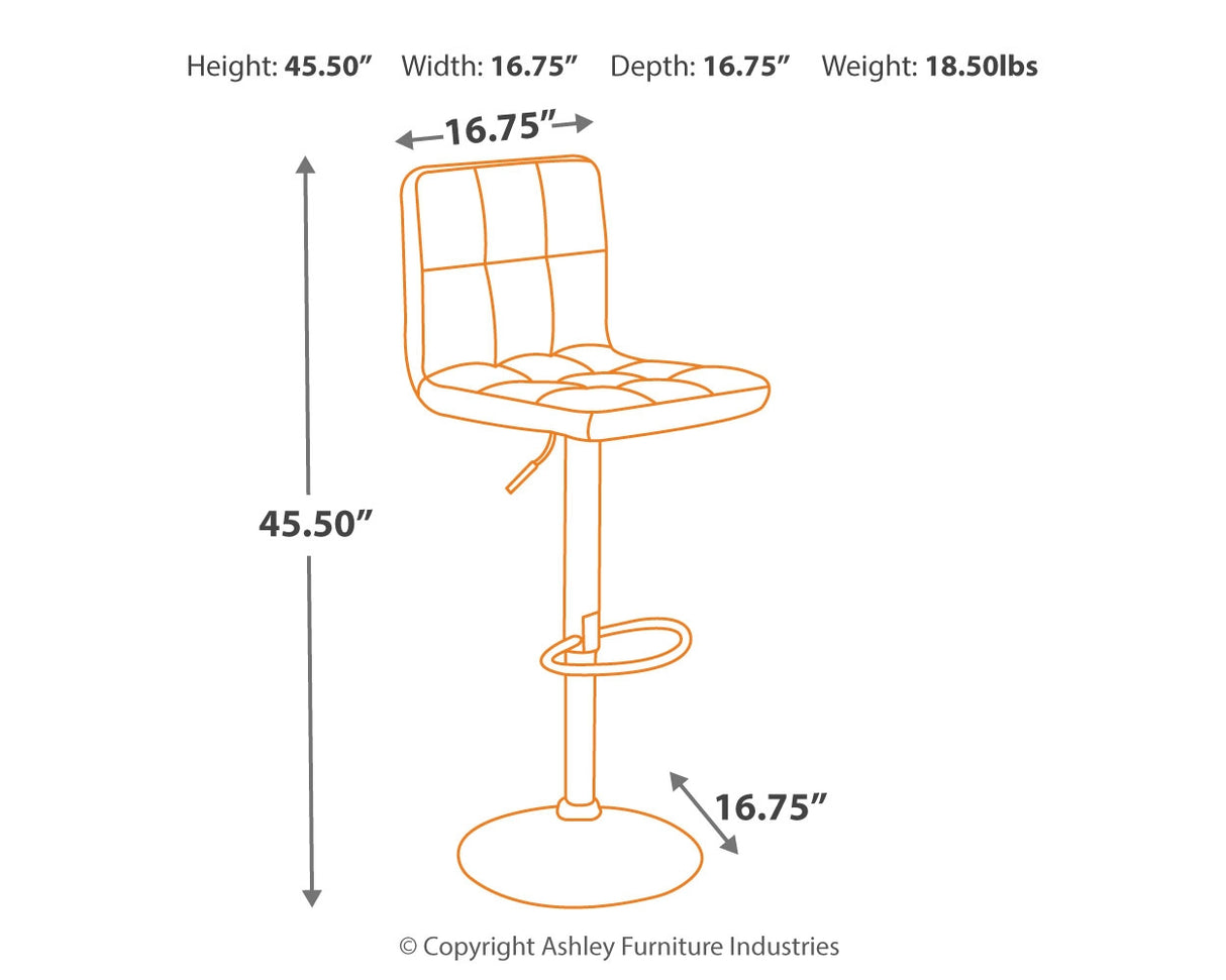 Bellatier 2-Piece Bar Stool in Black/Chrome Finish - PKG000058