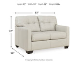 Belziani Sofa, Loveseat, Chair and Ottoman in Coconut - PKG015452