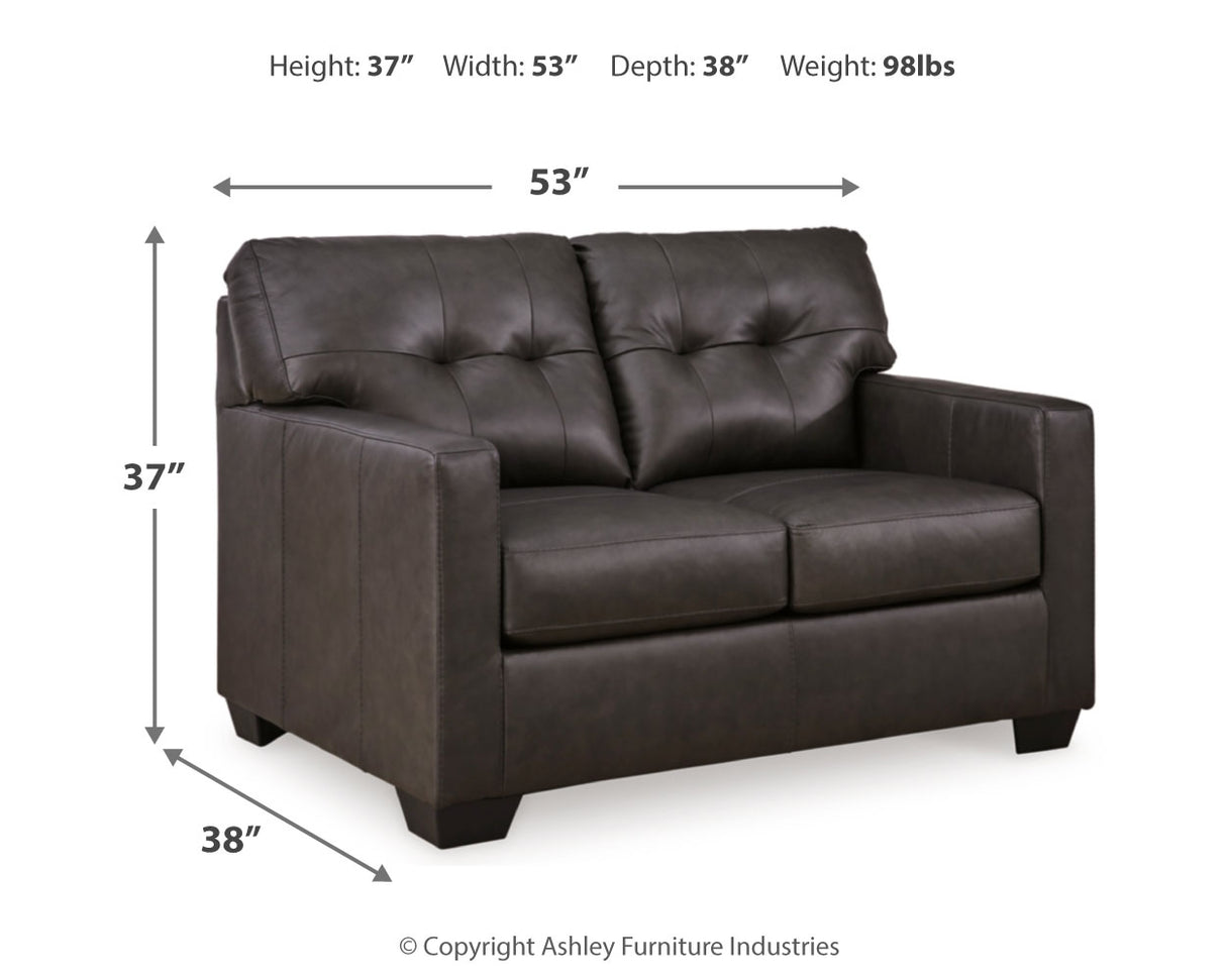 Belziani Sofa, Loveseat, Chair and Ottoman in Storm from Ashley - Luna Furniture