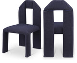 Bennett Boucle Fabric Dining Chair Blue, Set of 2 from Meridian - Luna Furniture