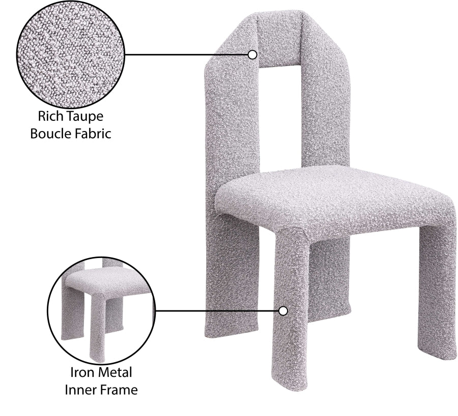 Bennett Boucle Fabric Dining Chair Taupe, Set of 2 from Meridian - Luna Furniture