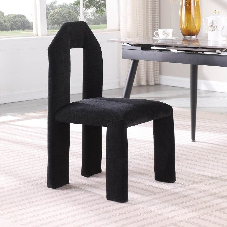 Bennett Chenille Fabric Dining Chair Black, Set of 2 from Meridian - Luna Furniture