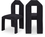 Bennett Chenille Fabric Dining Chair Black, Set of 2 from Meridian - Luna Furniture