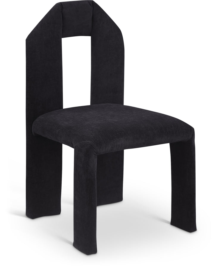 Bennett Chenille Fabric Dining Chair Black, Set of 2 from Meridian - Luna Furniture