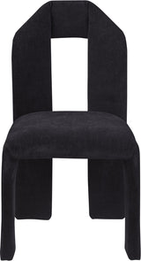 Bennett Chenille Fabric Dining Chair Black, Set of 2 from Meridian - Luna Furniture