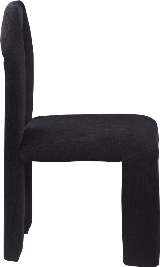 Bennett Chenille Fabric Dining Chair Black, Set of 2 from Meridian - Luna Furniture