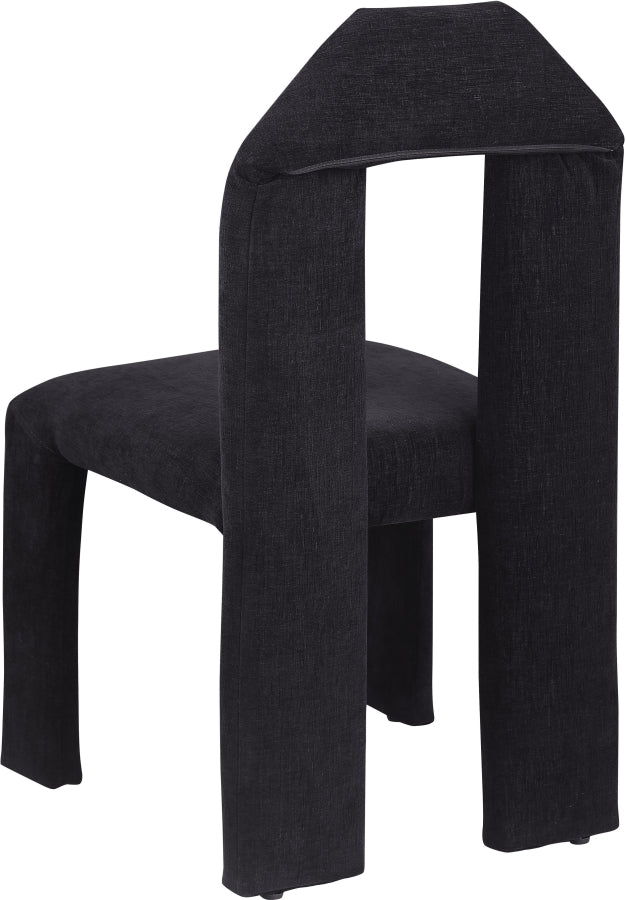 Bennett Chenille Fabric Dining Chair Black, Set of 2 from Meridian - Luna Furniture