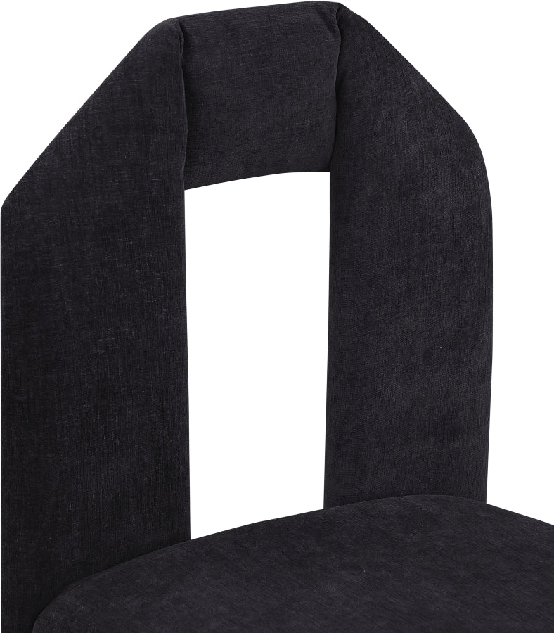 Bennett Chenille Fabric Dining Chair Black, Set of 2 from Meridian - Luna Furniture