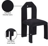 Bennett Chenille Fabric Dining Chair Black, Set of 2 from Meridian - Luna Furniture