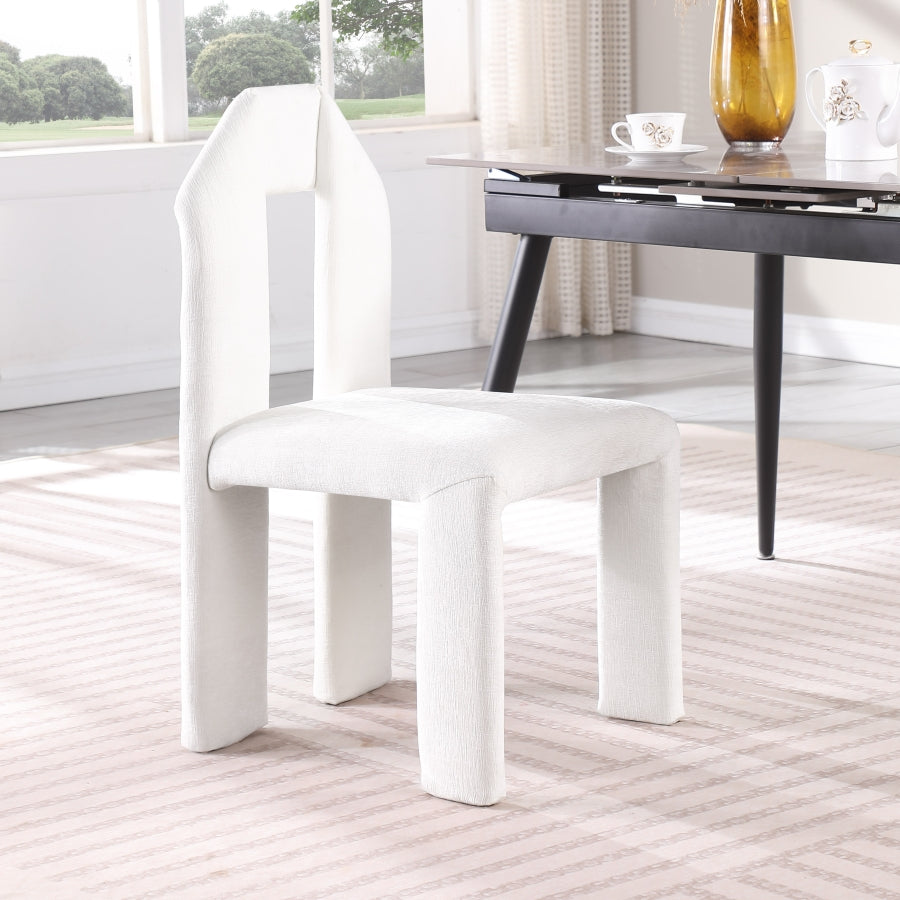 Bennett Chenille Fabric Dining Chair Cream, Set of 2 from Meridian - Luna Furniture