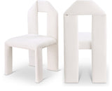 Bennett Chenille Fabric Dining Chair Cream, Set of 2 from Meridian - Luna Furniture