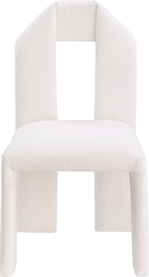 Bennett Chenille Fabric Dining Chair Cream, Set of 2 from Meridian - Luna Furniture