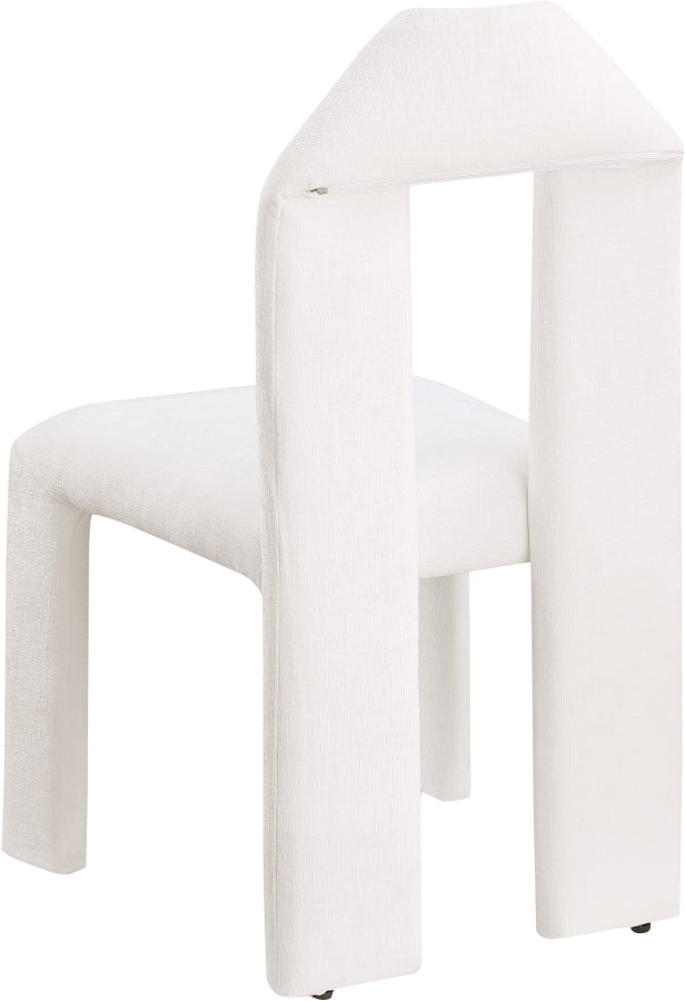 Bennett Chenille Fabric Dining Chair Cream, Set of 2 from Meridian - Luna Furniture