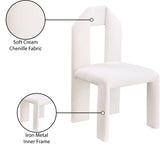 Bennett Chenille Fabric Dining Chair Cream, Set of 2 from Meridian - Luna Furniture