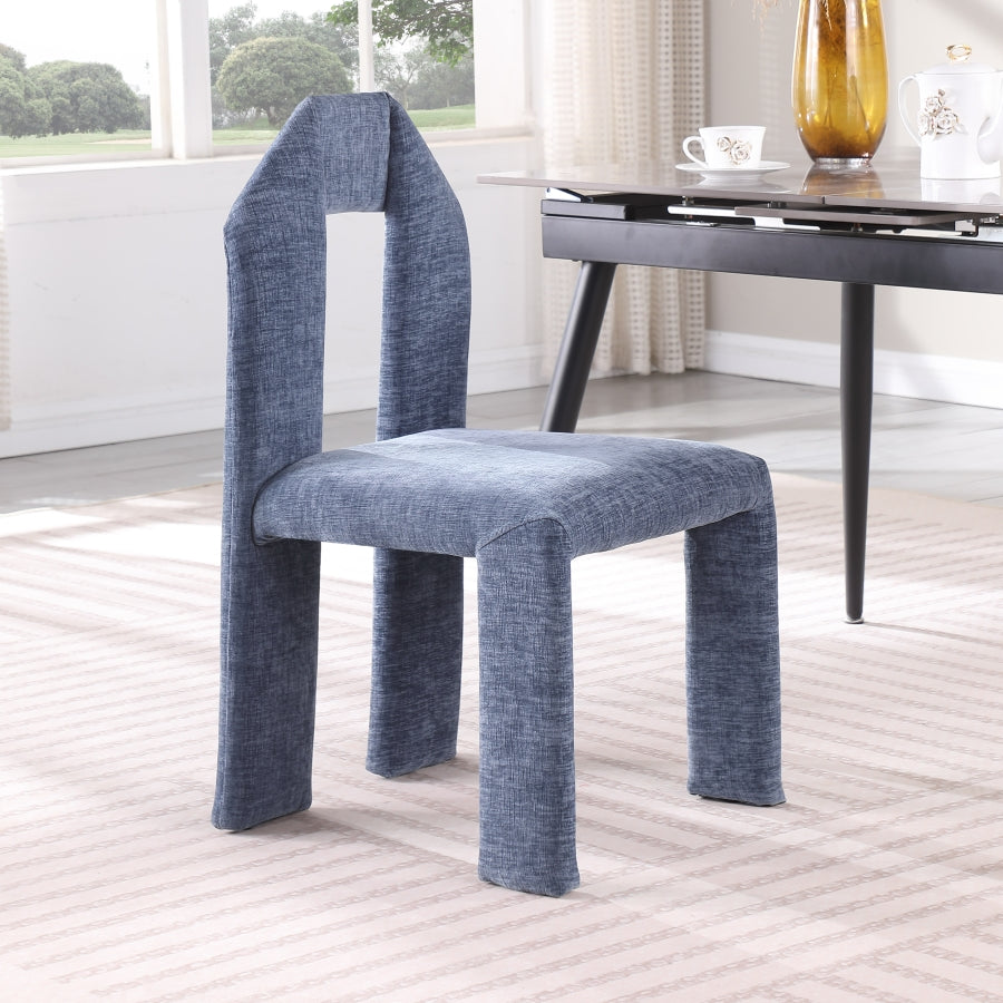 Bennett Chenille Fabric Dining Chair Light Blue, Set of 2 from Meridian - Luna Furniture