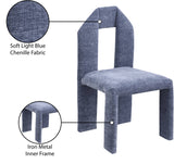 Bennett Chenille Fabric Dining Chair Light Blue, Set of 2 from Meridian - Luna Furniture