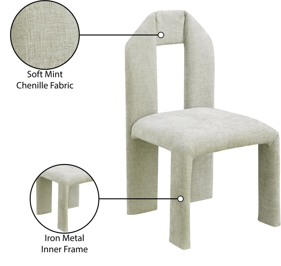 Bennett Chenille Fabric Dining Chair Mint, Set of 2 from Meridian - Luna Furniture