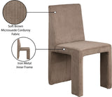 Benson Corduroy Dining Chair in Brown, Set of 2 from Meridian - Luna Furniture