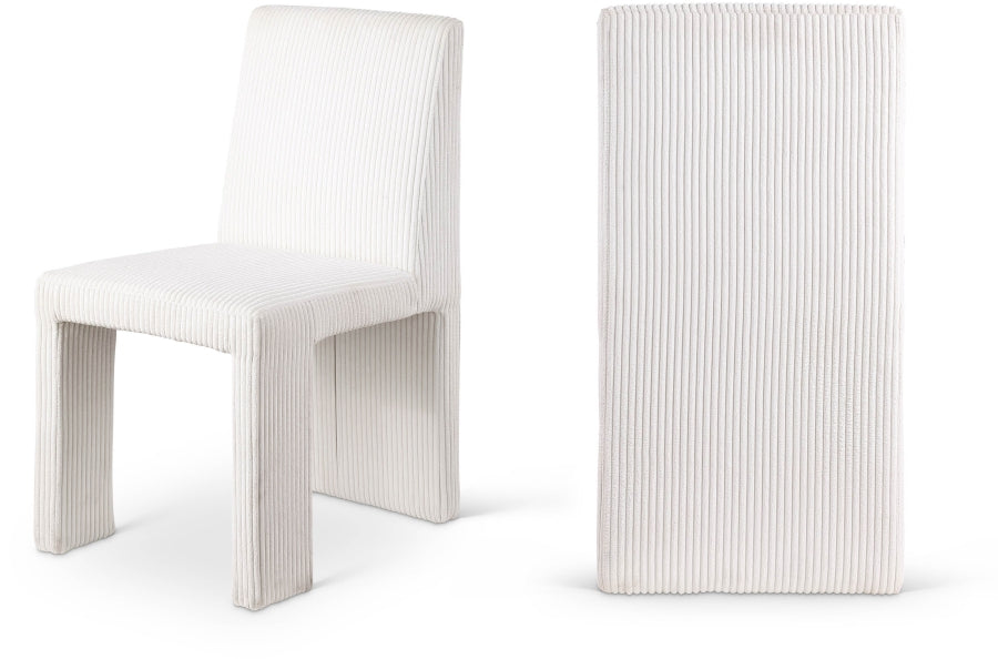 Benson Corduroy Dining Chair in Cream, Set of 2 from Meridian - Luna Furniture