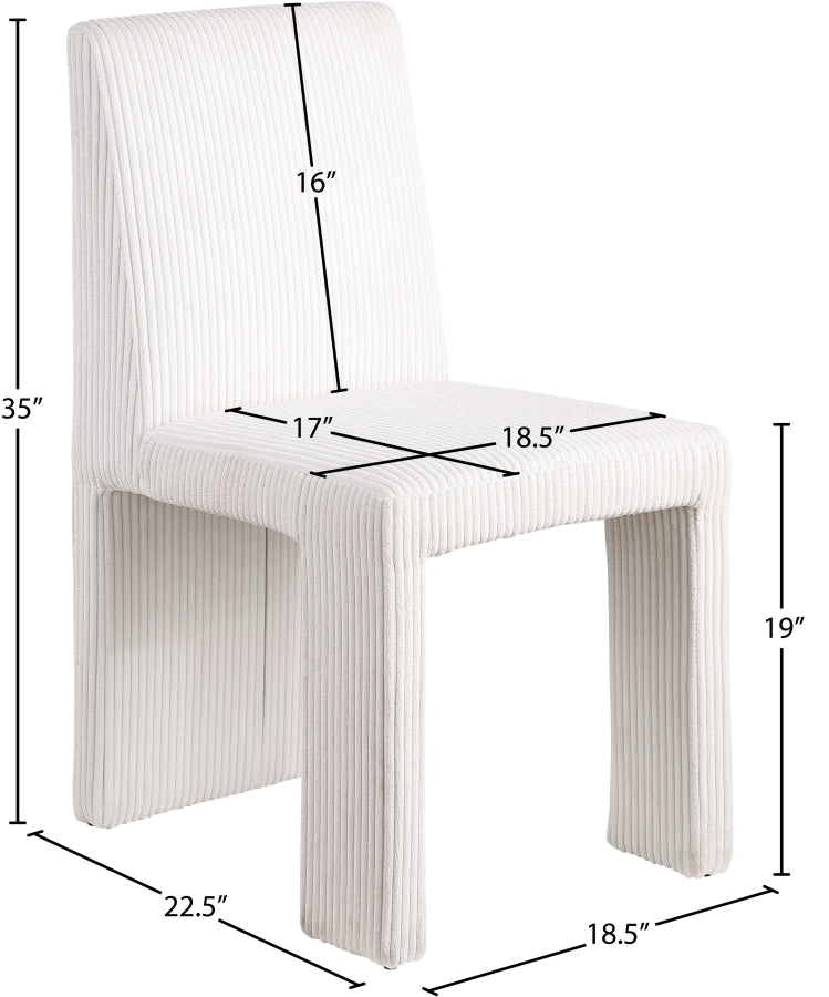 Benson Corduroy Dining Chair in Cream, Set of 2 from Meridian - Luna Furniture