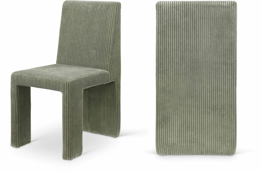 Benson Corduroy Dining Chair in Green, Set of 2 from Meridian - Luna Furniture