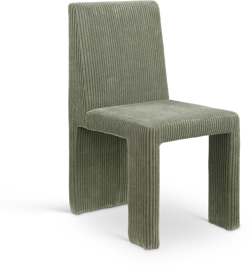 Benson Corduroy Dining Chair in Green, Set of 2 from Meridian - Luna Furniture