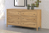 Bermacy Full Panel Headboard with Dresser and 2 Nightstands in Light Brown from Ashley - Luna Furniture