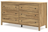 Bermacy Full Panel Headboard with Dresser and 2 Nightstands in Light Brown from Ashley - Luna Furniture