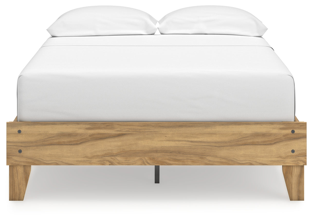 Bermacy Full Platform Bed with 2 Nightstands in Light Brown from Ashley - Luna Furniture