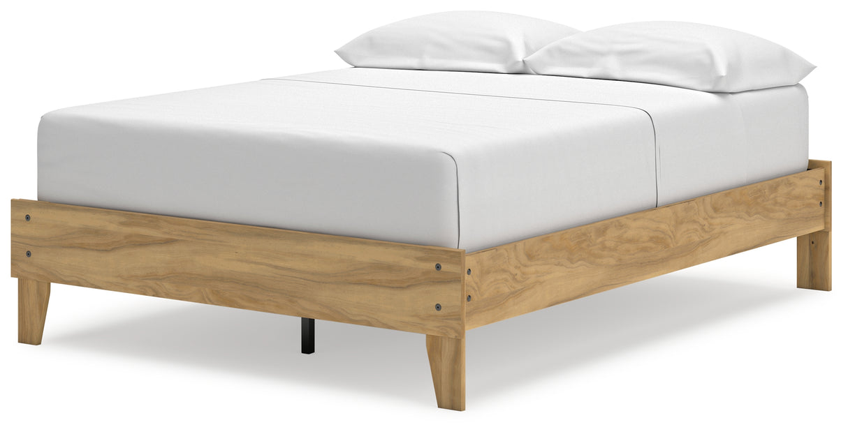 Bermacy Full Platform Bed with 2 Nightstands in Light Brown from Ashley - Luna Furniture