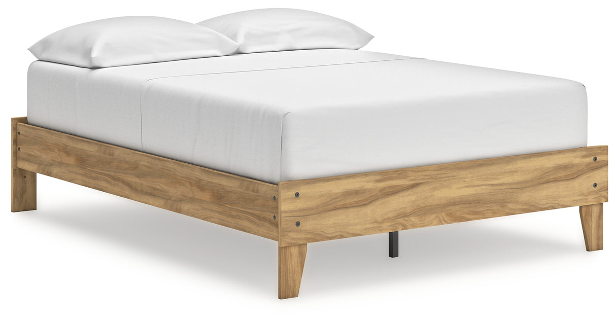 Bermacy Full Platform Bed with Dresser and 2 Nightstands in Light Brown from Ashley - Luna Furniture