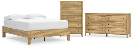 Bermacy Full Platform Bed with Dresser and Chest in Light Brown from Ashley - Luna Furniture