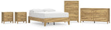 Bermacy Full Platform Bed with Dresser, Chest and 2 Nightstands in Light Brown - PKG017159