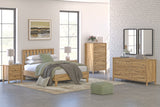 Bermacy Full Platform Bed with Dresser, Chest and 2 Nightstands in Light Brown - PKG017159