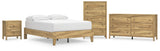 Bermacy Full Platform Bed with Dresser, Chest and Nightstand in Light Brown from Ashley - Luna Furniture