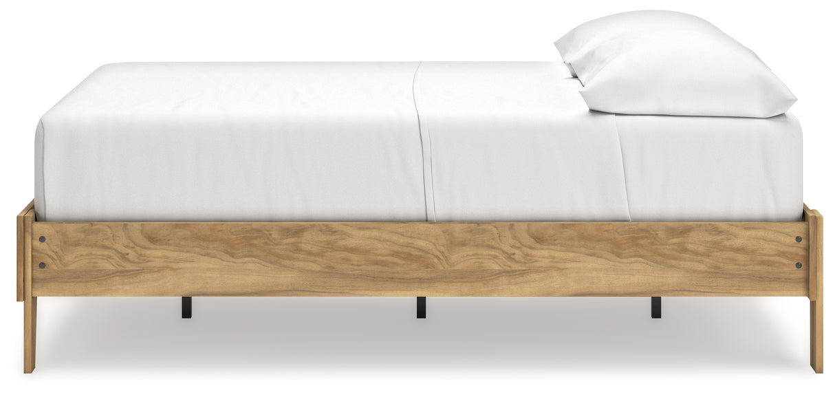 Bermacy Full Platform Bed with Dresser, Chest and Nightstand in Light Brown from Ashley - Luna Furniture