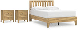 Bermacy Full Platform Panel Bed with 2 Nightstands in Light Brown from Ashley - Luna Furniture