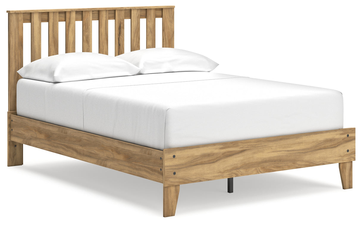 Bermacy Full Platform Panel Bed with 2 Nightstands in Light Brown from Ashley - Luna Furniture