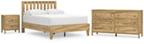 Bermacy Full Platform Panel Bed with Dresser and Nightstand in Light Brown - PKG017167