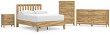 Bermacy Full Platform Panel Bed with Dresser, Chest and Nightstand in Light Brown - PKG017169