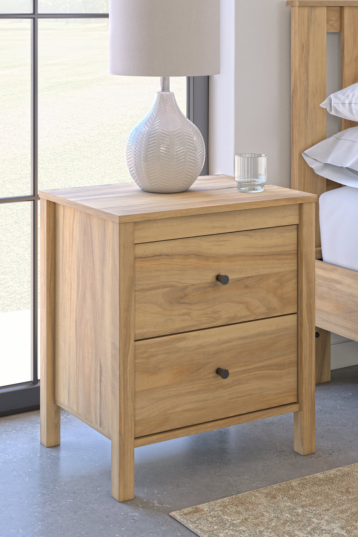 Bermacy Queen Panel Headboard with Dresser, Chest and 2 Nightstands in Light Brown from Ashley - Luna Furniture