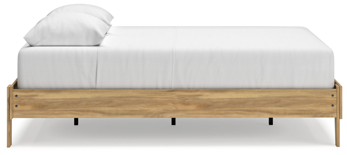 Bermacy Queen Platform Bed with 2 Nightstands in Light Brown from Ashley - Luna Furniture