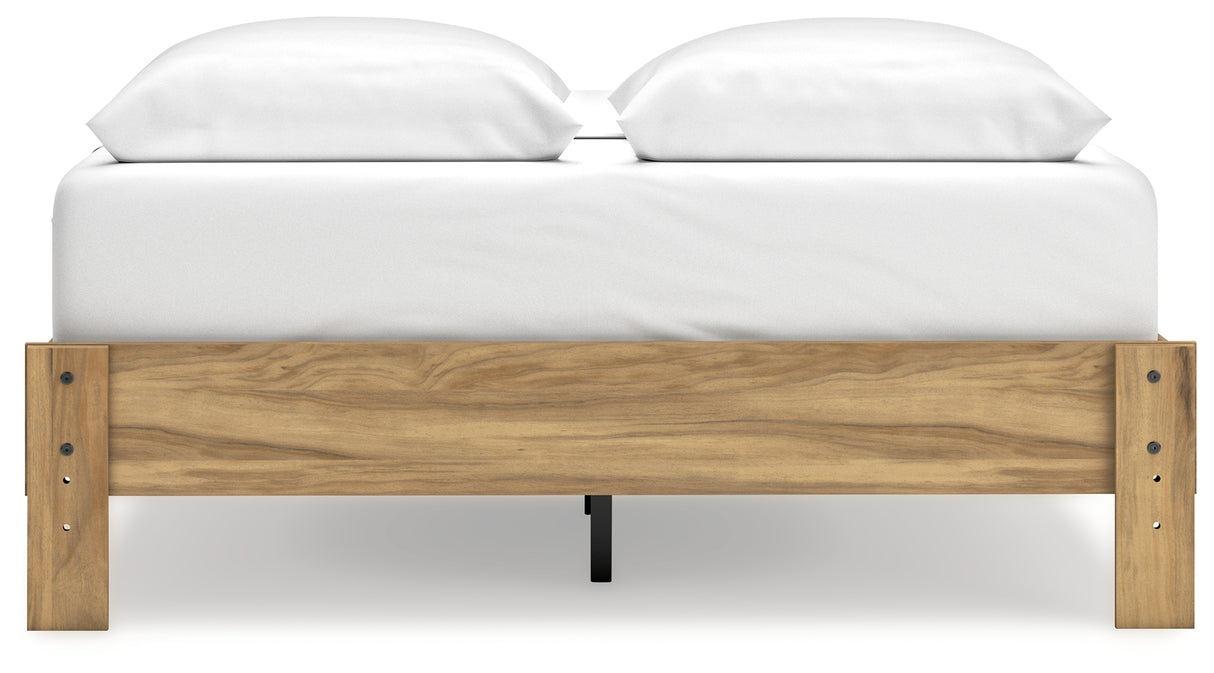 Bermacy Queen Platform Bed with 2 Nightstands in Light Brown from Ashley - Luna Furniture