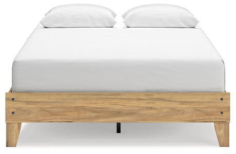 Bermacy Queen Platform Bed with Dresser and 2 Nightstands in Light Brown - PKG017248