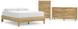 Bermacy Queen Platform Bed with Dresser and Chest in Light Brown from Ashley - Luna Furniture